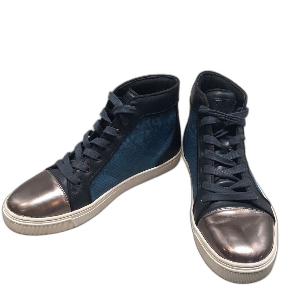 GUESS Dark Blue GMBoden Metallic Men’s Sneaker Shoe- Size 9M High Top